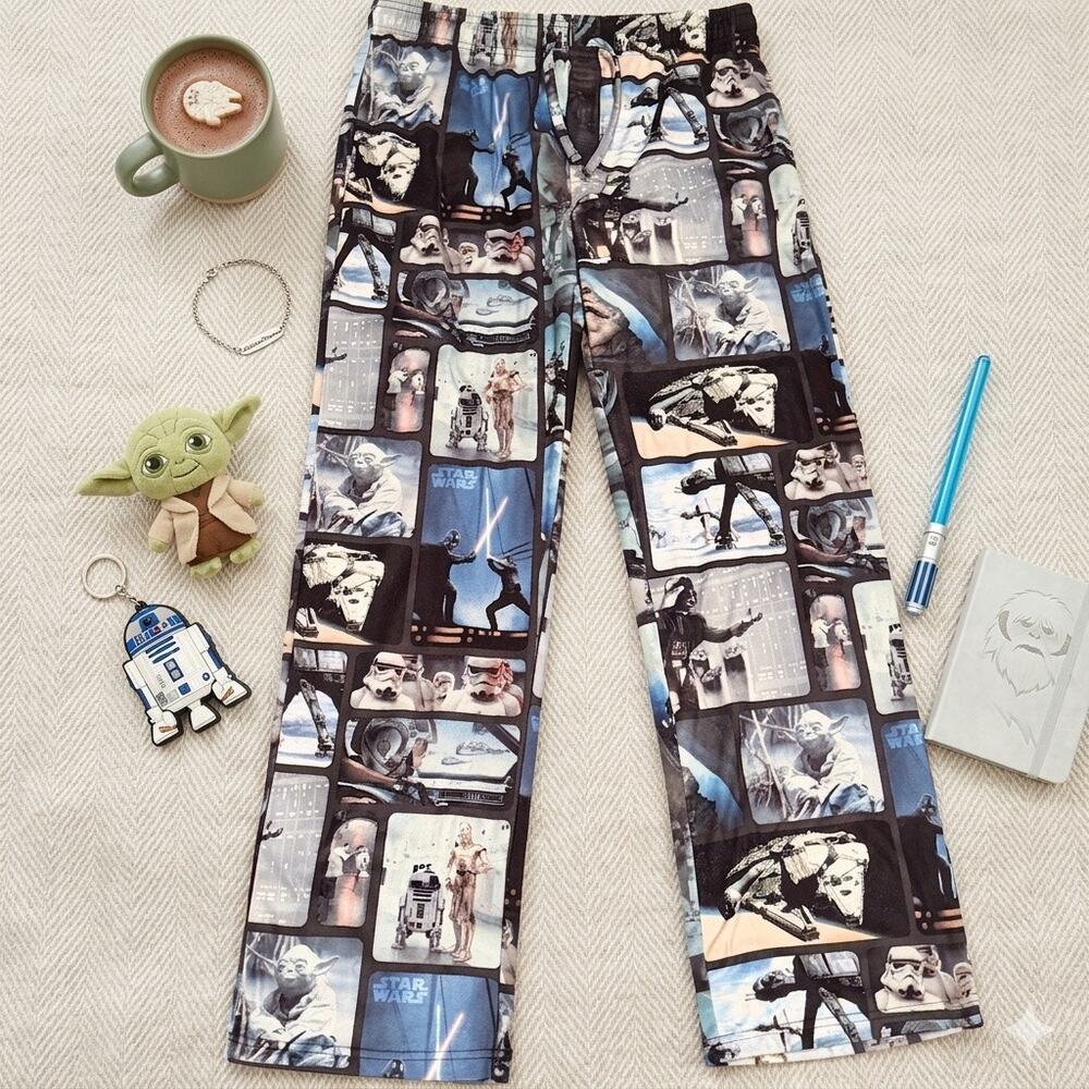 Star Wars Comic Panel Lounge Pajama Pants Blue Size Large LG Fleece